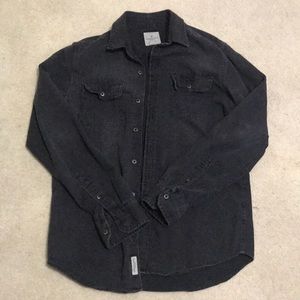 American eagle black canvas button down